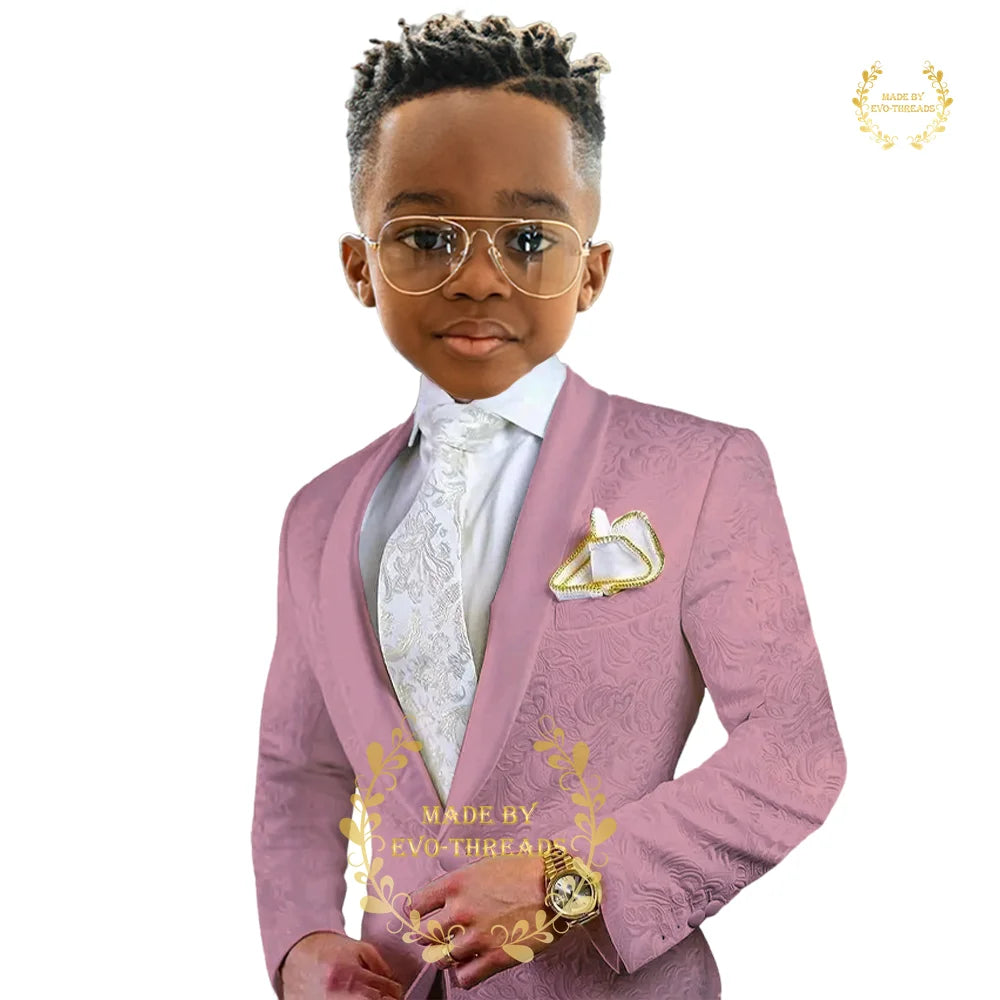 Boys suit' white 2-piece set (floral jacket+pants) age 2~16 kids formal event wedding prom child gift, custom tuxedo