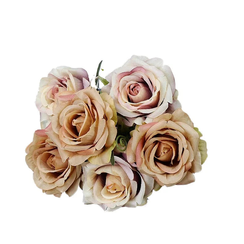 High-quality Silk Orange Rose Artificial Flowers for Wedding Decoration, Big and Realistic.