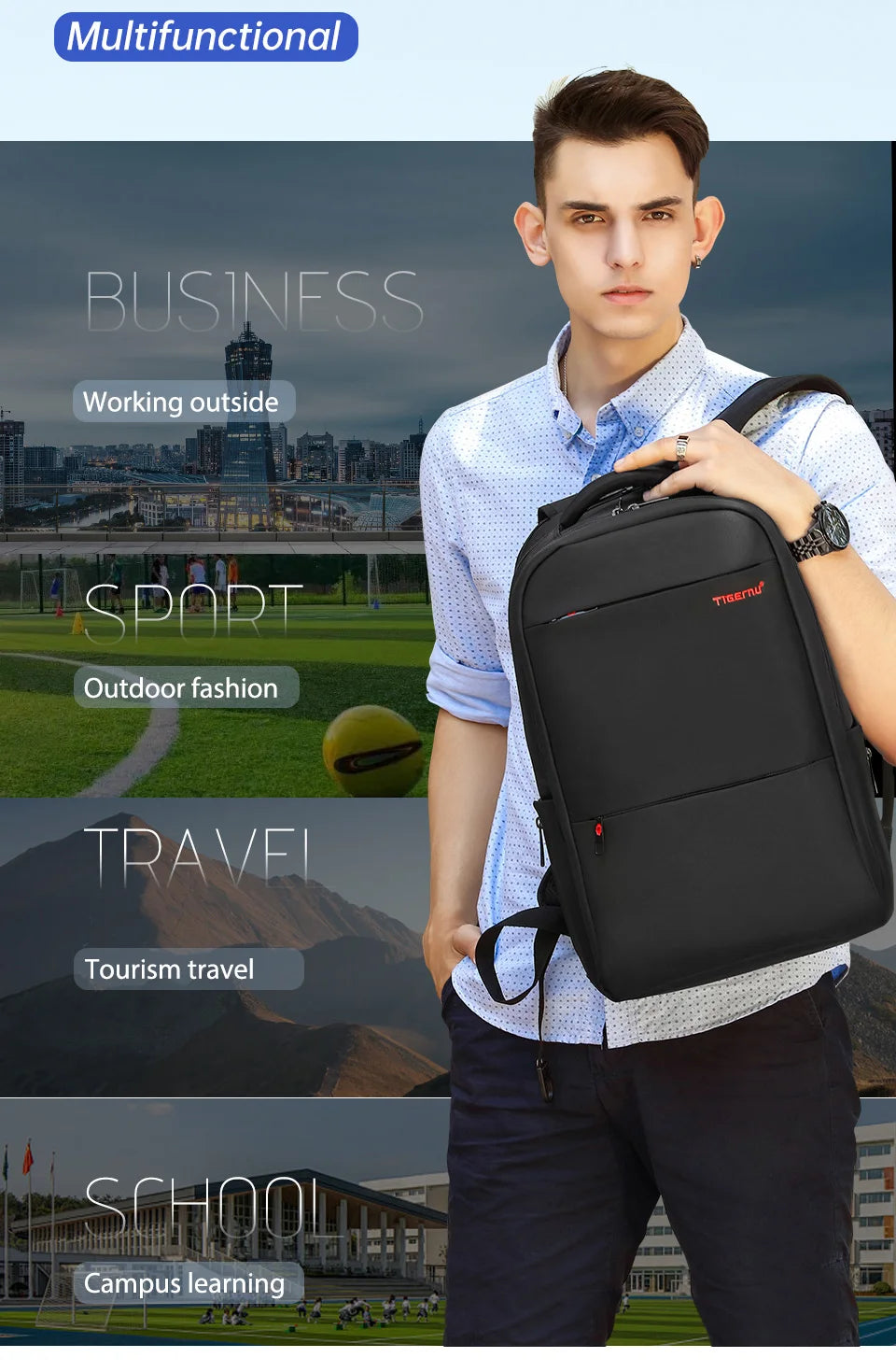 Lifetime Warranty Anti-theft Backpack Large Capacity Bag 15.6 17 19inch Laptop Backpack For Men Travel Backpack Women Bag Female