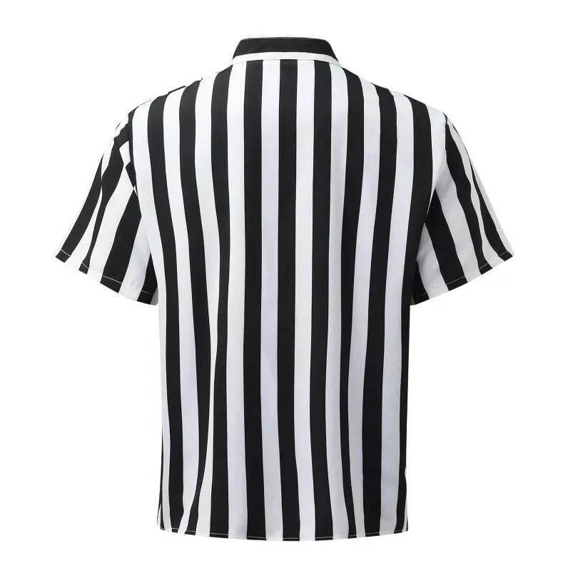 Summer casual new men's shirts, fashionable striped short-sleeved T-shirts, stand-up collar, versatile and trendy men's clothing