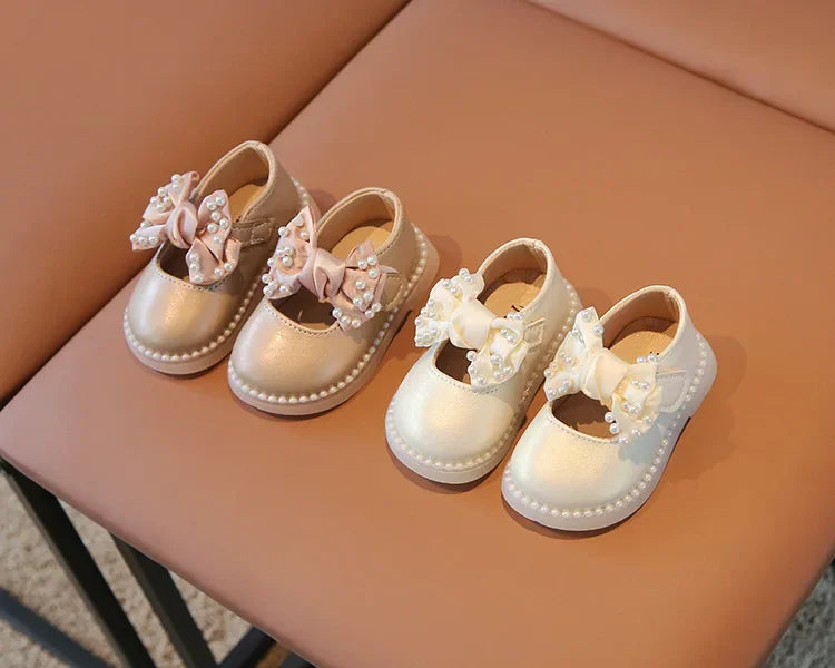 Baby Girls Big Bow Shoes Low Heel Flower Wedding Party Dress Shoes Princess Shoes For Kids Toddler