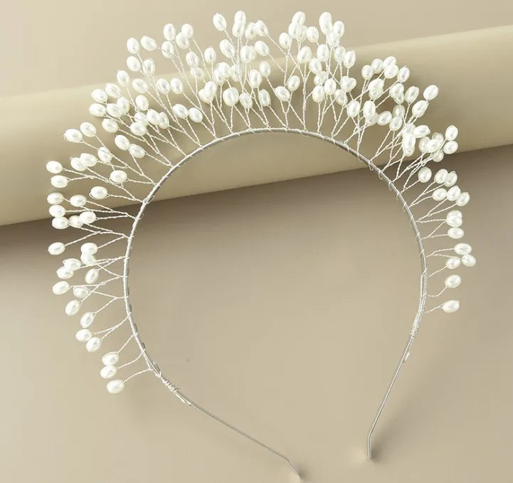 Bridal Bridesmaid Flower Girls Diamante Crystal Pearl Headband Rhinestone Wedding Prom Tiara Women Hair Accessories