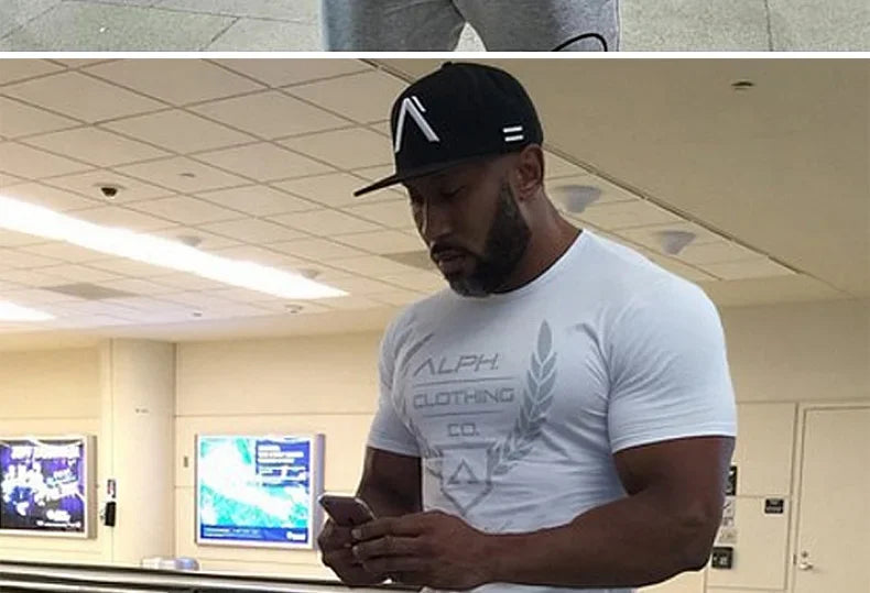Men's Summer Skinny Short Sleeve Casual T-Shirt Male Gym Fitness Sport Running Workout Tight Tee Cotton Tops Sweatshirt Clothing