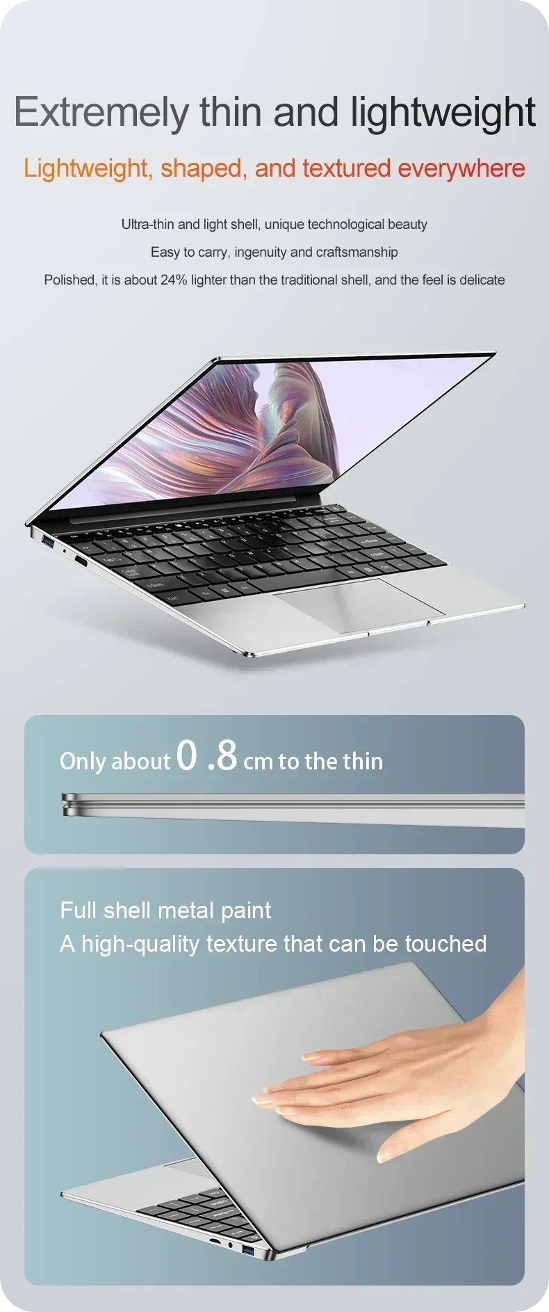 14.1" Ultra Slim Laptop 16GB RAM 2TB SSD Intel N3700 Notebook Gamer Windows 11 Pro 1920*1080 Display Office Study Computer PC