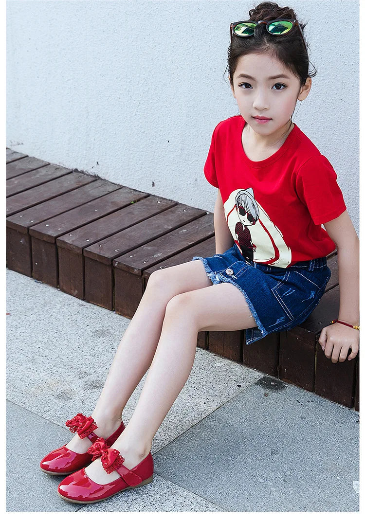 Baby Girls Shoes Kids Wedding Party Shoes Little Girls Patent Leather Shoes Flower Princess Shoes for Dance Red White Black