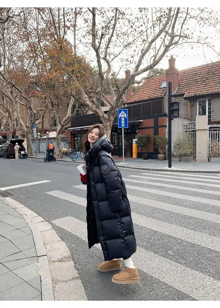 Winter Women Clothing Warm Long Parka Thick Over-the-knee Puffer Jacket Zipper Black Cotton-padded Coats Windproof Jackets New