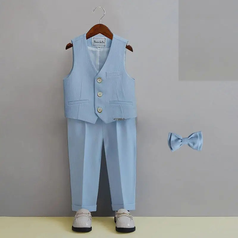 Flower Boys Photography Suit Baby Kids Formal Ceremony Costume Children Birthday Wedding Party Dress Performance Tuxedo Set