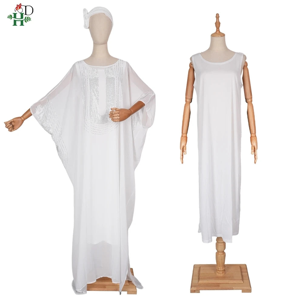 H&D 2025 African Dresses For Women Traditional Clothing Ankara Outfits Gown Abayas Robe Muslim Ramadan Kaftan Maxi Long Dress