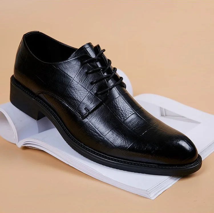Men's Formal Shoes Black Spring Autumn Pointed Toe Legitimate Leather Official Suit High Quality Fashion Party Social Shoe Male