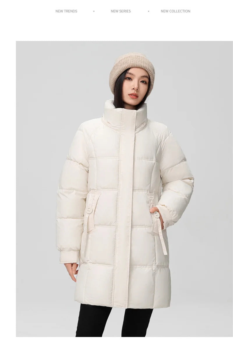 2024 New Winter Women Jacket Mid Long Hooded Parka Cotton Padded Jacket Female Parkas Loose Casual Warm Outwear Snow Wear Coats