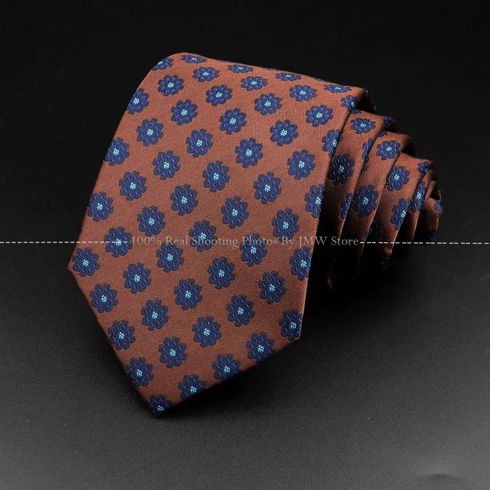 New Design Wedding Men Tie Brown Solid Striped Paisley Flower Neckties Men Business Dropshipping Groom Collar Accessories Gift