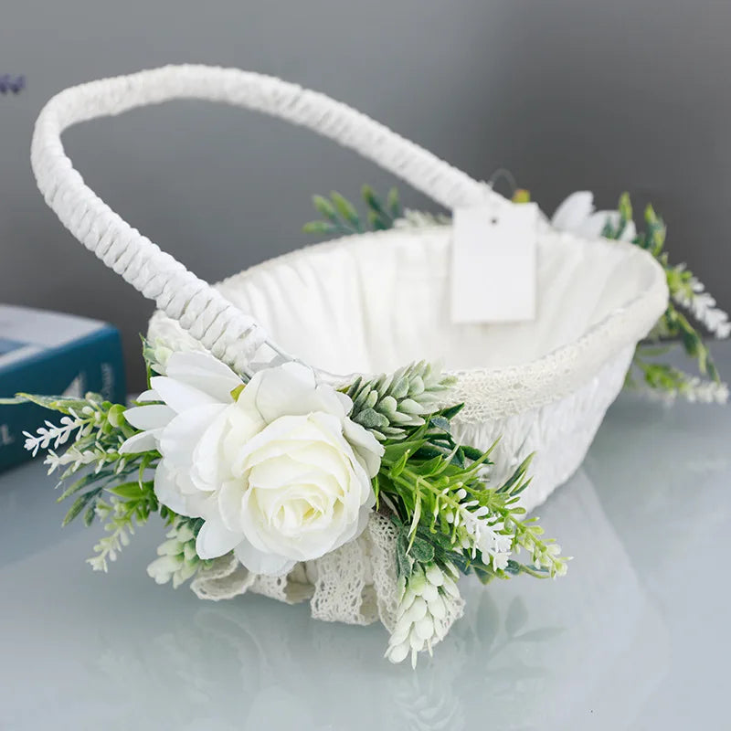 Wedding Decoration Bridesmaid Carrying Basket Wedding Flower Child Scattering Flower Basket Petal Blue Baby Shower Decorations