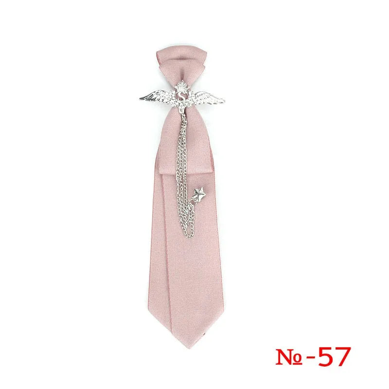 Retro Fabric Ribbon Rhinestone Black Bow Tie Collar Bowkont Cravat School Girl Boys Gifts for Women Clothing Jewelry Accessories