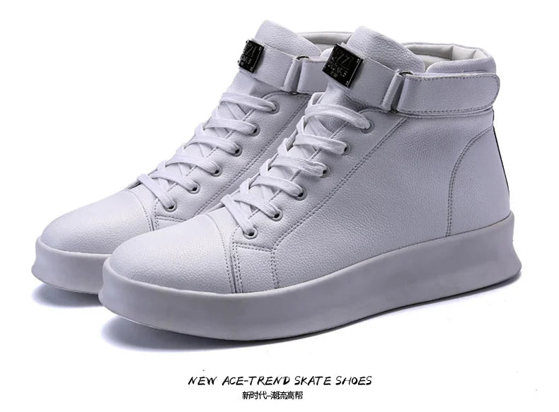 Fashion Luxury Men's Red High Top Sneakers PU Leather Casual Sneakers Men Flat Designer Shoes Breathable Hip Hop Sport Shoes Man