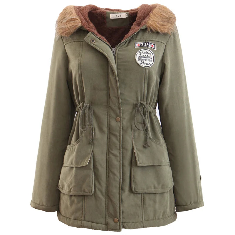 Women Winter Parkas Coats Autumn Warm Jackets Women Fur Collar Long Parka Plus Size Hoodies Casual Cotton Outwear S-3XL