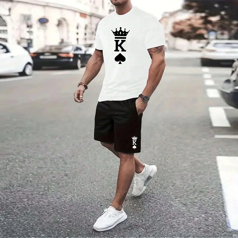 Men's Clothing Suits Summer Casual Breathable Refreshing Suit Print 3D Letters Oversized Fashion Men's Shirt Short Sleeve XS-6XL