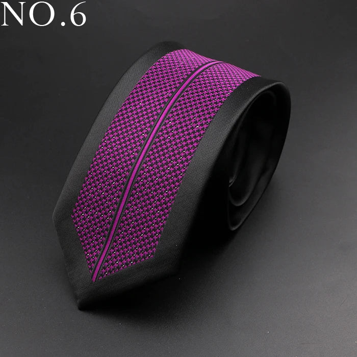 New Skinny 6cm Ties For Men Wedding Dress Necktie Perple Floral Paisley Patchwork Tie Business Slim Shirt Accessory Gift Cravate