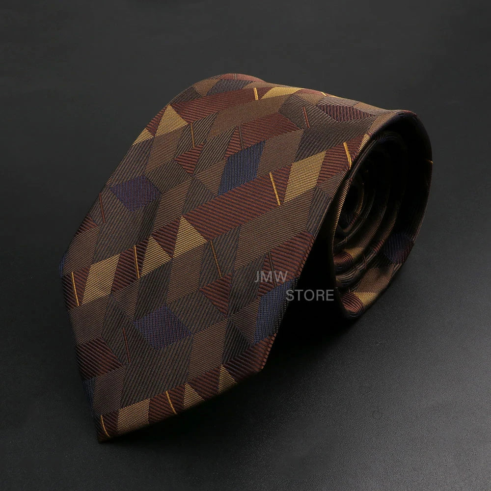 New Design Wedding Men Tie Brown Solid Striped Paisley Flower Neckties Men Business Dropshipping Groom Collar Accessories Gift