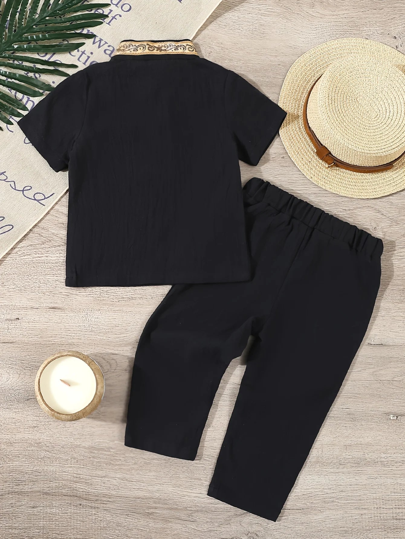 Summer's New Ethnic-Style Clothing For Baby Boys, A Two-Piece Short-Sleeved And Long-Pants Street Simple And Casual Set