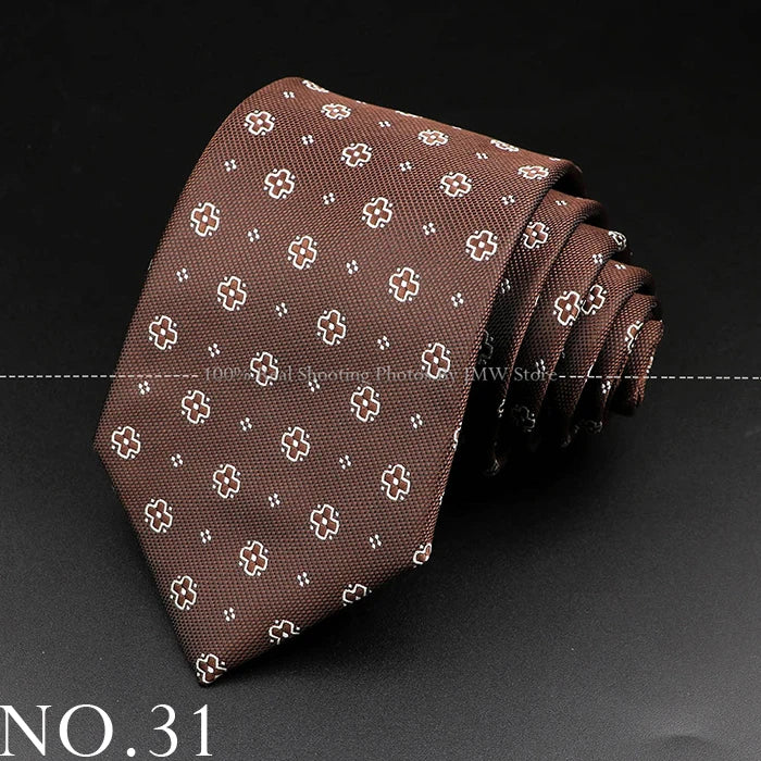New Design Wedding Men Tie Brown Solid Striped Paisley Flower Neckties Men Business Dropshipping Groom Collar Accessories Gift
