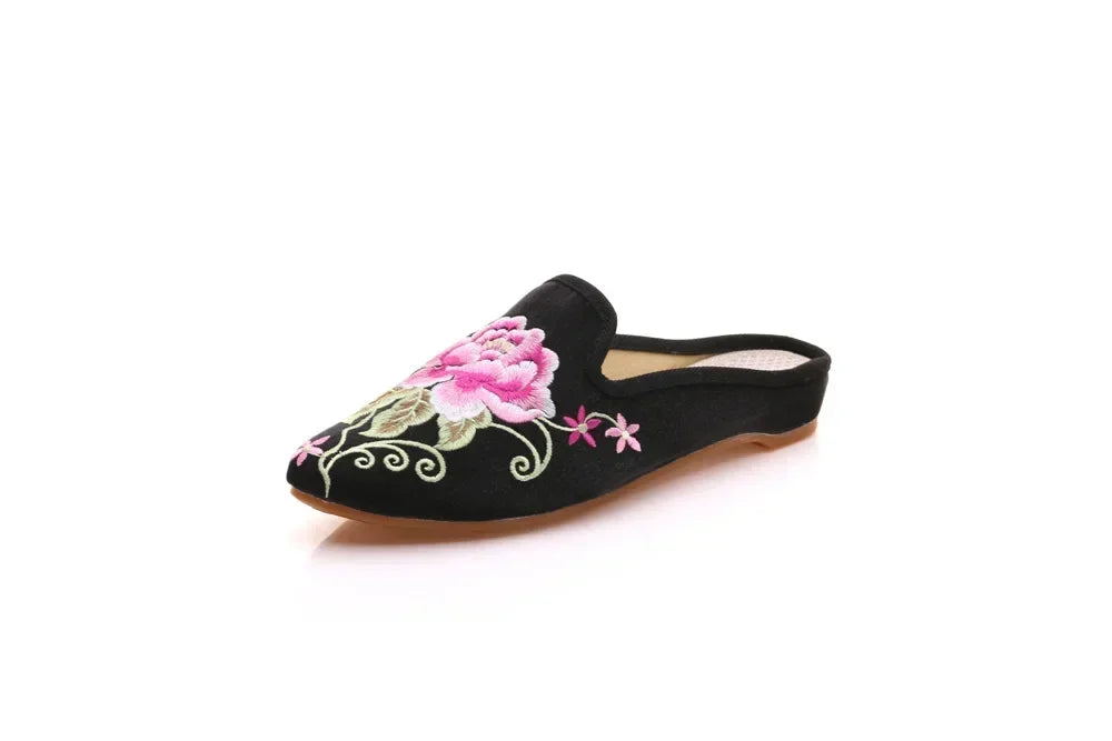 Summer Harajuku Chinese Style Women's Slippers Casual Vintage Embroidery Women Shoes Ethnic Style Fashion Streetwear Sandales