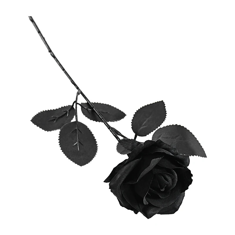 5Pcs Silk Black Rose Artificial Flower Fake Flower Bouquet For Wedding Party Decoration Home Decoration Garden Accessories