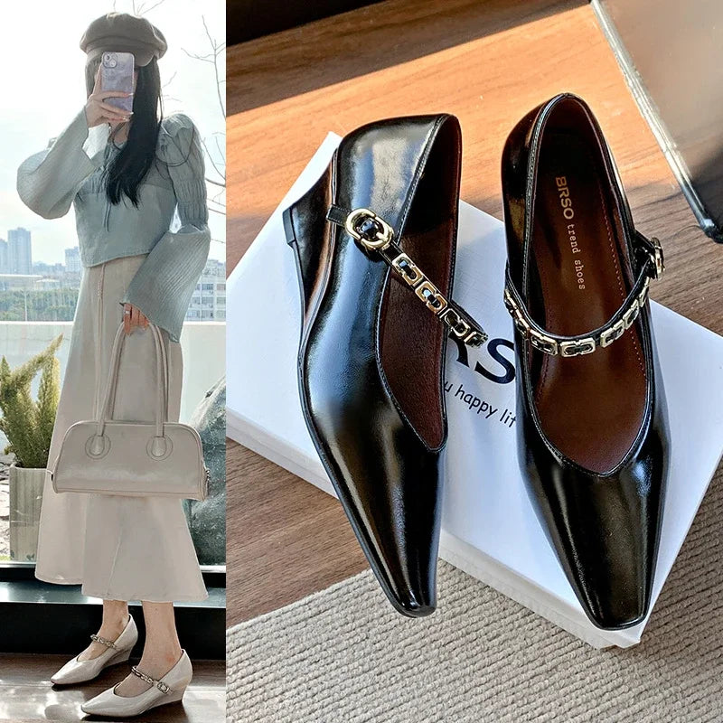 Woman Elegant High-heels 2025 Spring New Fashion French Style Soft Bottom Anti-slippery Versatile Chic Wedding Princess Shoes
