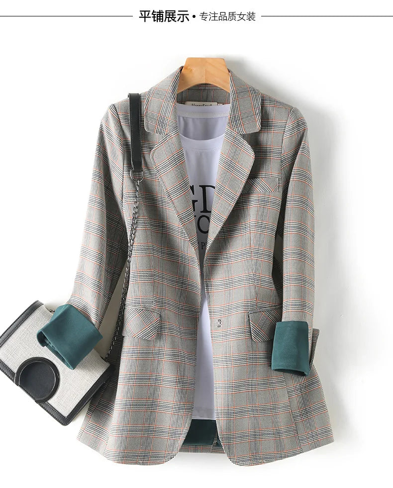 Women's Elegant Double-Breasted Blazer with Puff Sleeves and Faux Pockets - White, Long Sleeve, Mid-Length, High Stretch Fabric, Perfect for Spring and Fall, Everyday Chic, Formal Office Wear | Classic Notched Lapel | Functio