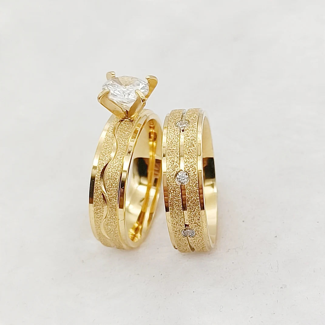 Ladies Stackable Cz Diamond Wedding Engagement Rings Bridal Sets For Girl women 24k Gold Plated Jewelry Love commitment alliance