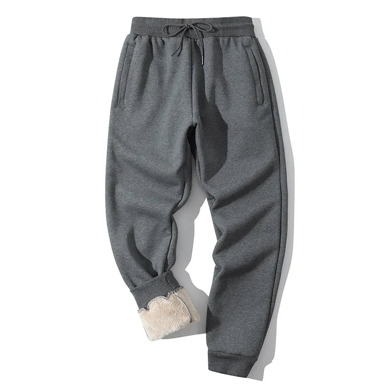 Winter Men's Fleece Joggers Elastic Waist Casual Wide Leg Sweatpants Thickened Thermal Sports Pants Hip hop Streetwear