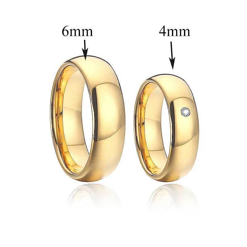 Wedding Rings Sets for Men and Women Handmade Unique Designer Matte 24k Gold Plated Titanium Jewelry Lover's Couples Ring