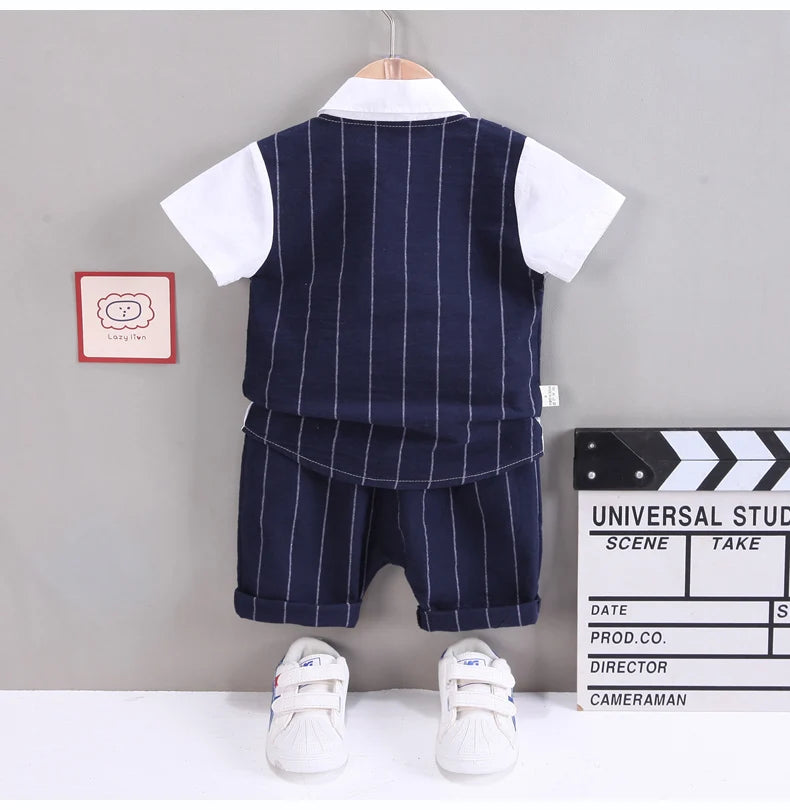 IENENS Baby Boys Short Sleeve Shirt + Shorts Suits Summer Birthday Party Clothes Sets 1 2 3 4 Years Kids Cotton Clothing Outfits