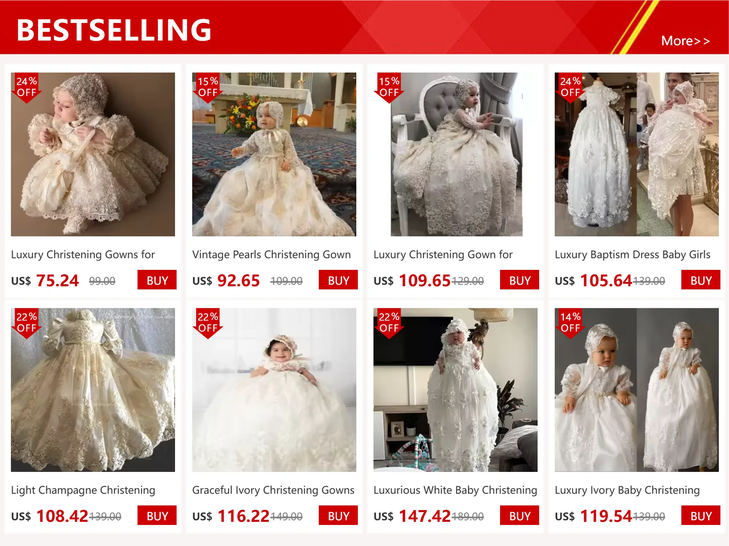 White Ball Gown Baby Christening Gowns Lace Appliques Bows Girls Baptism Pearls Newborn Kids Birthday First Communion Dresses