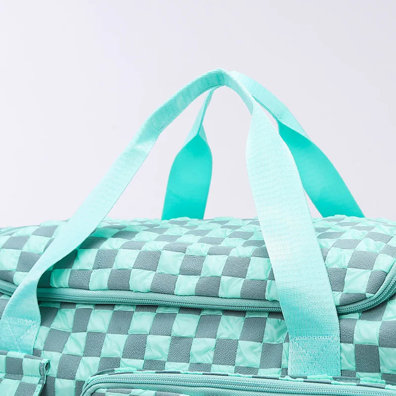 Fashion Large Capacity Checkerboard Pattern Duffle Handbag, Lightweight Travel Luggage Storage Bag, Portable Sports Fitness Bag