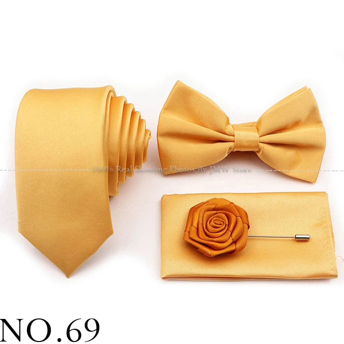 Hot Sale Purple Pink Sage Green Tie Set Polyester Necktie Bowtie Cufflink Brooch For Groom Suit Wedding Cravat Shirt Accessory