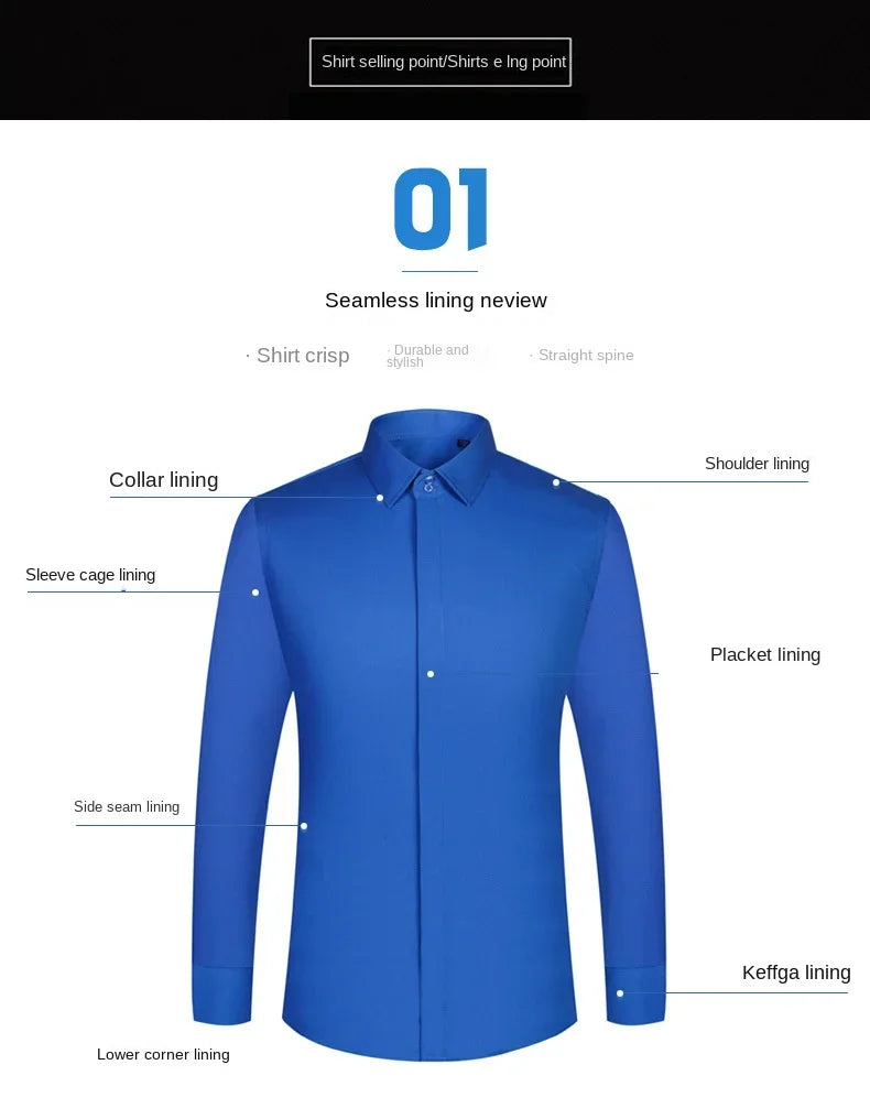 Spring Autumn Men's French Cufflinks Business Dress Shirt Sleeve Pin Solid Color Non-iron Shirts Slim Fit Party Men's Wear