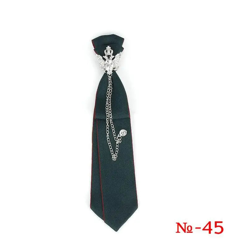 Retro Fabric Ribbon Rhinestone Black Bow Tie Collar Bowkont Cravat School Girl Boys Gifts for Women Clothing Jewelry Accessories