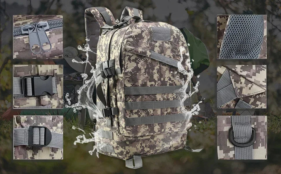 50L 3D Outdoors Tactical Backpack Molle Assault Bag Waterproof Hunting Climbing Hiking Fishing Trekking Travel Mochila Rucksack
