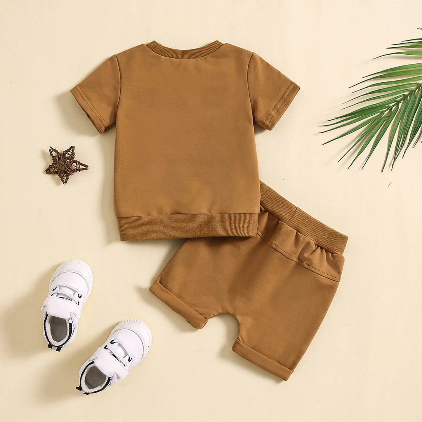 Summer Baby Clothing Set For Boys Clothes Casual Solid Color Short Sleeve Pocket T-shirt with Shorts 2PCS Toddler Infant Outfits