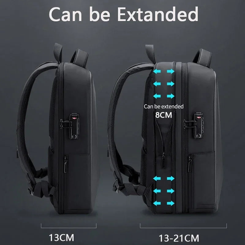 Swiss Men‘s 15.6 Inch Laptop Backpack Expandable PC Hard Shell Bag TSA Anti-theft Waterproof Backpacks USB Business Travel Bag