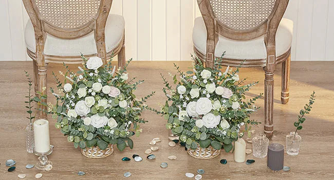 20pcs Artificial Mixed Eucalyptus Leaves Stems Silver Dollar Leaves for DIY Bouquets Floral Arrangement Home Decor Wedding