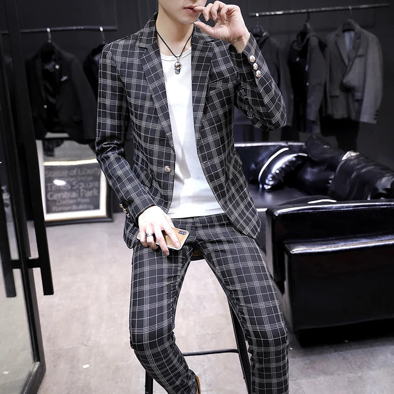 Casual suit jacket fashion loose luffian handsome suit senior sense top single business formal Korean student suit