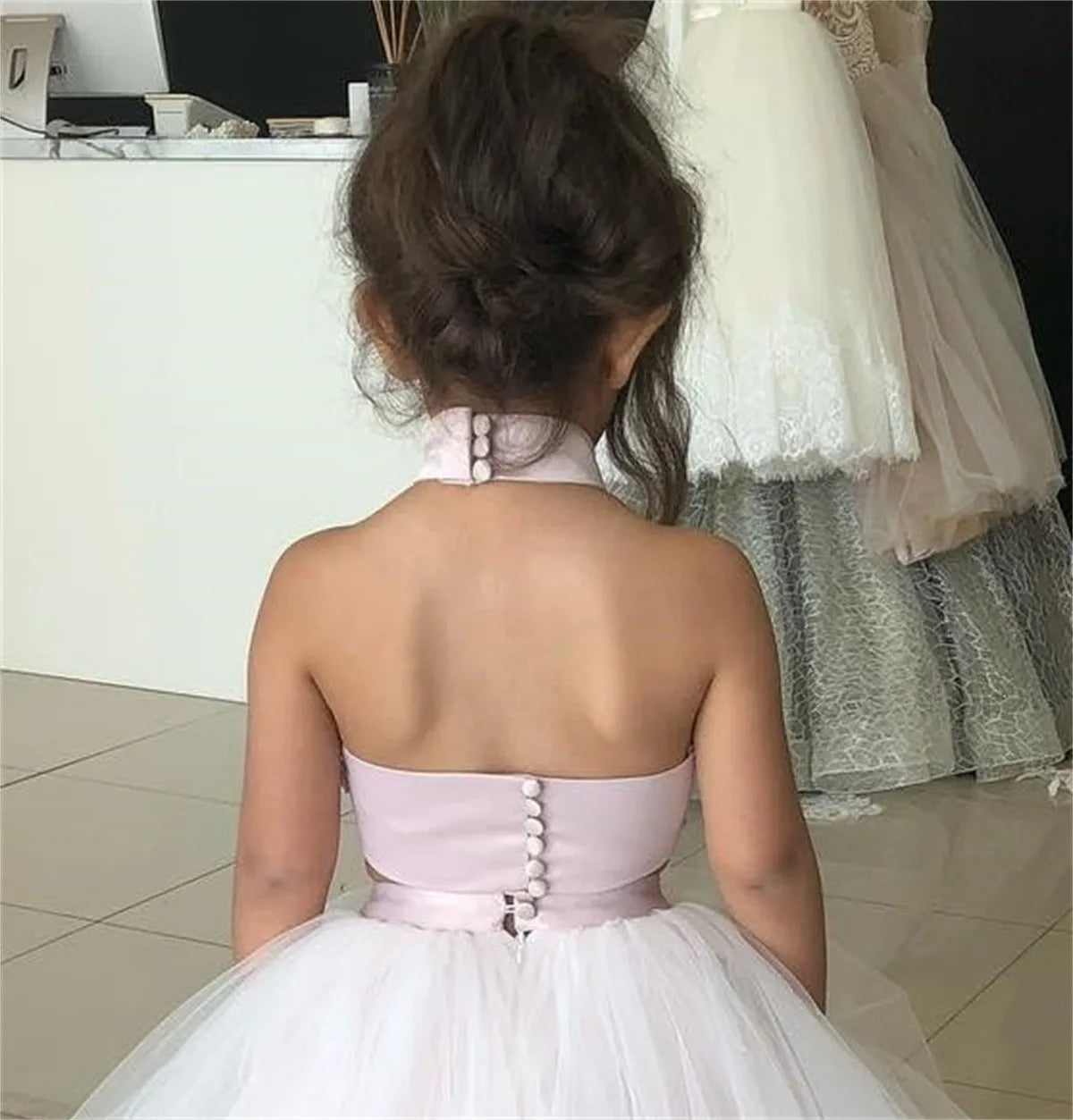 White Flower Girl Dresses Special Occasion Dress For Weddings Floor Length Kids Pageant Dress Lace Communion Dress
