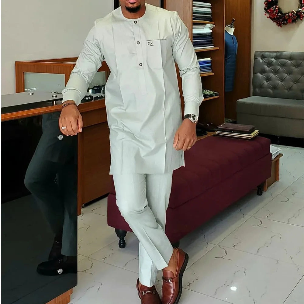 2025 new traditional men's suit luxury gentleman's shirt suit casual travel banquet men's two-piece set fashionable men's suit
