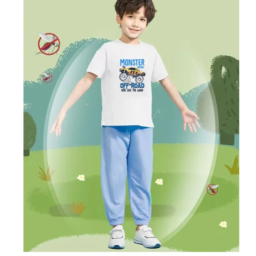 Boys Summer Clothes Set Kids Cartoon Space T shirts+Loose Harlan pants Suit 2PCS Pack Teens Sports Clothing Sets