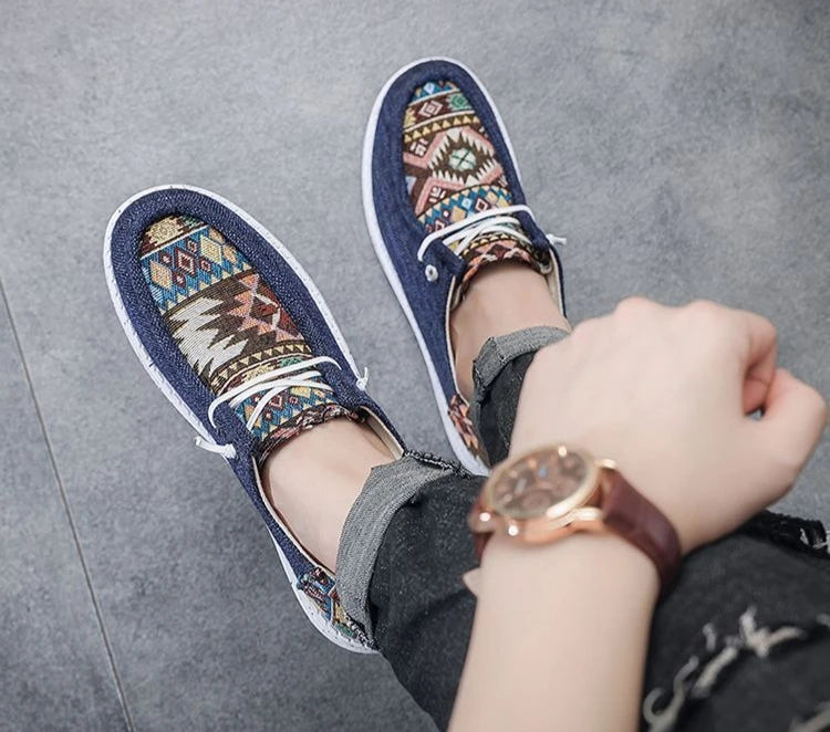 Sneakers Ethnic Style Wear to Work Men's Casual Shoes Round Toe Non Slip Male Shoe Fashion 2025 Luxury Sale Low Price Deals On