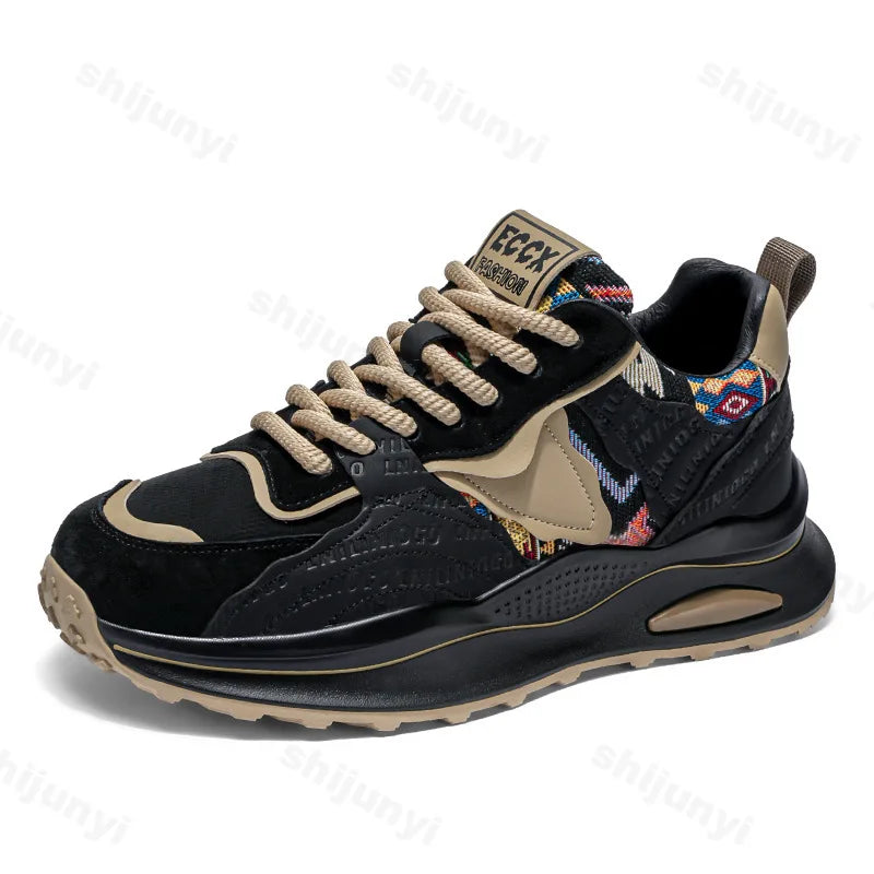 Men Sneakers 2025 Spring Autumn New Comfortable Outdoor Non Slip Running Shoes Trend Wear-resistant Vintage Lace Up Casual Shoes