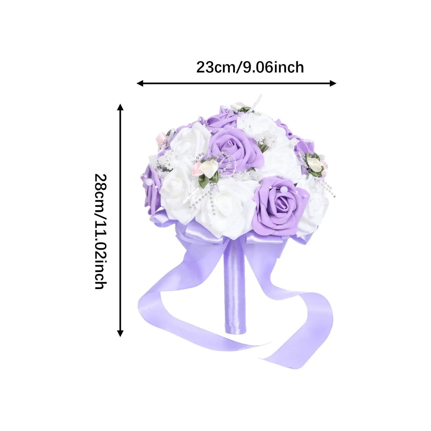 Wedding Bouquet Portable Romantic Handmade Artificial Rose Flower for Bridal Shower Photo Prop Party Valentines Day Ceremony