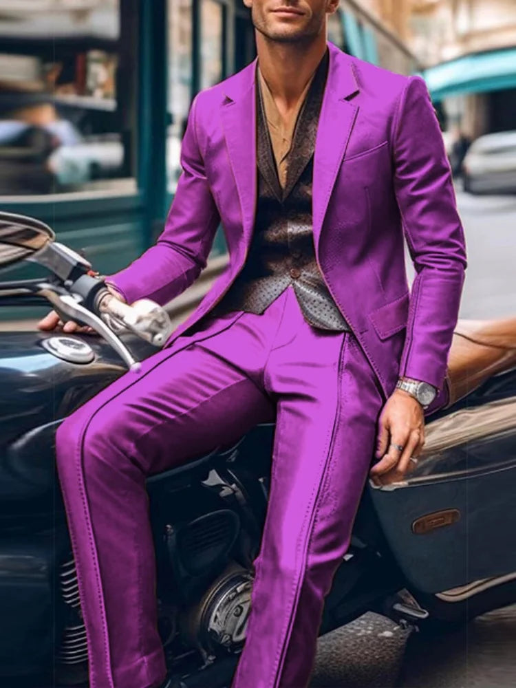 PU 2 Piece Men Suit Formal Business Wedding Suits for Men Best Man Blazer Groom Wear Tuxedos Slim Fit Costume Homme Mariage
