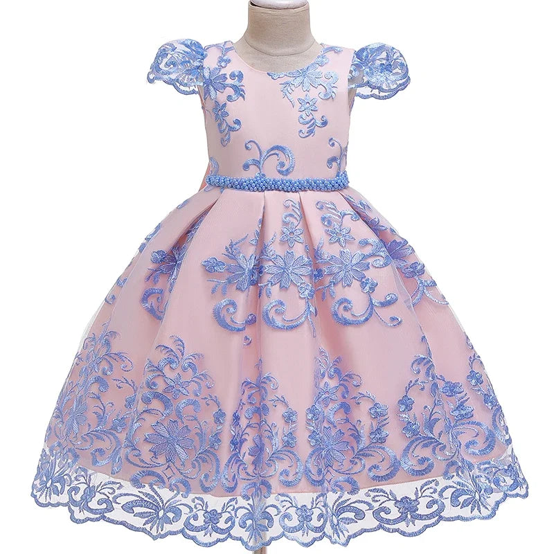 Cute Baby Girls Dress for Party Flower Lace Vintage Girl Dresses for 1-5Yrs Baby Clothes Holiday Kids Snow White Princess Dress